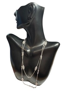 lot 94R image: 32-Inch Sterling Silver Long Necklace with Decorative Links