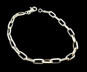 lot 172 image: Sterling Silver 7 Inch Paper Clip Link Bracelet