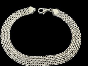 lot 177 image: 925 Sterling Silver Multi-Row Mesh Bracelet, 7 Inch, Made in Turkey