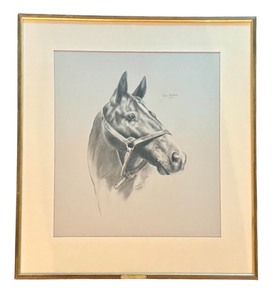 lot 186 image: Original 1962 Framed Horse Portrait by Geri Arnold