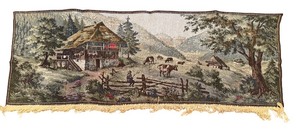 lot 193 image: Vintage German Schwarzwald Wall Tapestry with Fringe