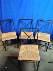 lot 102 image: 4 Wicker and Metal Chairs