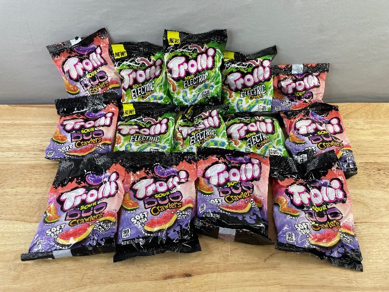 lot 8B image: 14 Trolli Electric and Duo Crawlers 6.3 oz. Candy Bags - Brand New