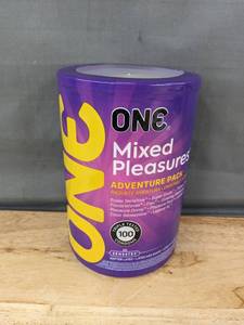 lot 85G image: 100 ONE Mixed Pleasures Adventure Pack Condoms - Brand New