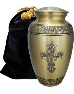 lot 2A image: Love of Christ Gold Cremation Urn - Large Adult Size - Brand New