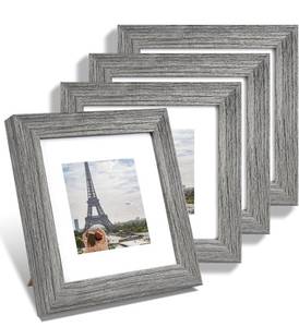 lot 343 image: 4 Grey 6 x 6 Picture Frames with Mat - Brand New