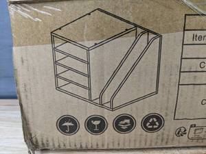 lot 346 image: Desktop File Holder Organizer, Melamine Board, White - Brand New