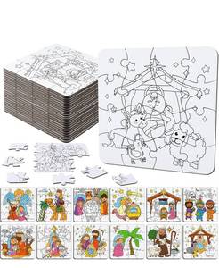 lot 350 image: 24 Realspring Color Your Own Nativity Jigsaw Puzzles - Brand New