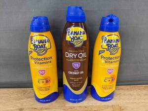 lot 65 image: 3 Banana Boat Sunscreen Sprays and Dry Oil - Brand New