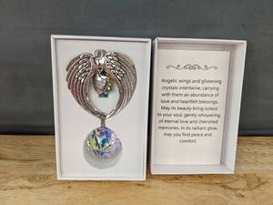 lot 66 image: Angel Wings Memorial Crystal Hanging Decoration, 18 Inch, Silvery - Brand New