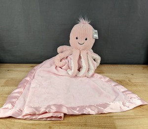 lot 95 image: Moon and Stars Pink Blanket with Stuffed Octopus Plush - Brand New