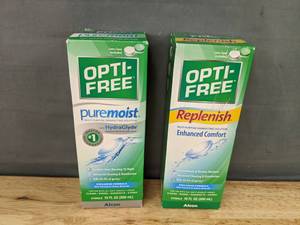 lot 105 image: 2 Opti-Free Puremoist & Replenish Disinfecting Solutions 10 oz Each - Brand New