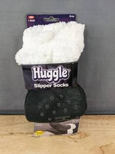 lot 107 image: Huggle Slipper Socks, Gray, One Size Fits All - Brand New
