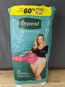 lot 121 image: 26 Depend Fresh Protection DryShield Underwear XL - Brand New
