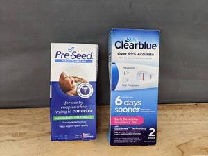 lot 124 image: Pre-Seed Fertility Lubricant & 2 Clearblue Early Detection Pregnancy Test - Brand New