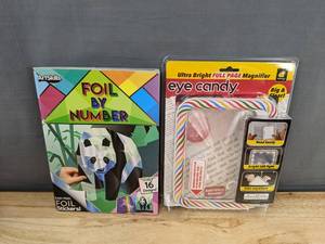 lot 145 image: ArtSkills Foil By Number Kit and Eye Candy Full Page Magnifier - New