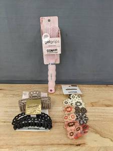 lot 147 image: Conair Gel Grips Hairbrush and Scunci Hair Accessories - Brand New