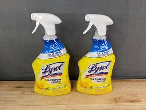 lot 71A image: 2 Lysol All Purpose Cleaner Lemon Breeze 32 oz Bottles - Brand New