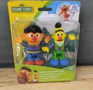 lot 83G image: Sesame Street Neighborhood Friends Bert and Ernie Figures - Brand New