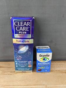lot 233 image: 12 oz Clear Care Plus & 30 Bausch  Lomb Ocuvite Eye Health Soft Gels - Brand New