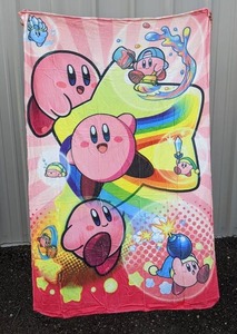 lot 62G image: Kirby Character Print Fleece Throw Blanket 39 x 63 - Brand New