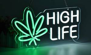 lot 8G image: High Life LED Neon Wall Sign, 16.5 x 8.5, USB Powered - Brand New