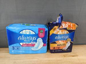 lot 270 image: 26 Always Maxi Pads Size 3 and 36 Always Ultra Thin Pads Size 4 - Brand New