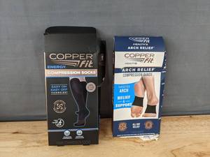 lot 272 image: Copper Fit Compression Socks & 2 Arch Bands - Brand New