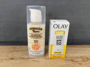 lot 279 image: Hawaiian Tropic Hydration Face SPF 30 & Olay Dewy Glow Stick SPF 50 - Brand New