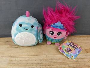 lot 72G image: Squishmallows Yasmina Plush and Trolls Band Together Queen Poppy Toy - Brand New