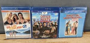 lot 54G image: 3 Blu-ray Movies Blue Crush 2, Office Christmas Party, Forgetting Sarah Marshall - Brand New
