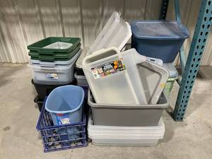 lot 66G image: Mixed Lot of Plastic Storage Bins and Totes