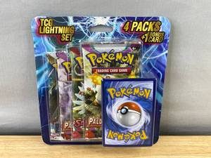 lot 6H image: Pokemon TCG Lightning Set - 4 Booster Packs Plus 1 Bonus Card - Brand New