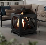 Hampton Bay Westbury 26 in. W x 37.8 in. H Outdoor Square Wood Burning Black Fire Pit $349 Retail - Brand New