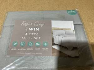 lot 205 image: 4PCS Twin Size Kaycie Gray Microfiber Sheet Set
