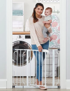 lot 274 image: Regalo Easy Step 38.5-Inch Extra Wide Walk Thru Baby Gate, White