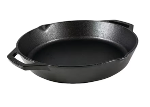 lot 416 image: 12 in. Cast Iron Skillet in Black with Dual Handles
