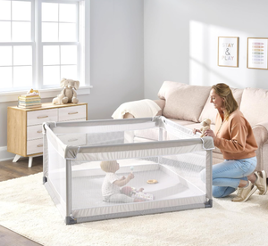 lot 440 image: Regalo Soft Sided Playpen for Babies and Toddlers, Award Winning Brand Gray Mesh
