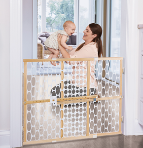 lot 337 image: Toddleroo by North States Quick-Fit Oval Mesh Wood Gate