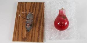 lot 36 image: Antique Red Comet Glass Ball Fire Extinguisher & Wall Bracket