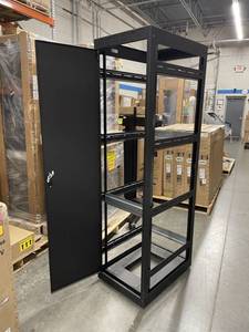 lot 69 image: Middle Atlantic MRK-4431 Large Heavy Duty Audio Video Computer Server Equipment Rack with Casters - MSRP $1,000