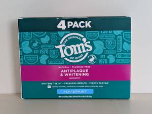 lot 78 image: NEW TOMS ANTIPLAQUE & WHITENING TOOTHPASTE 4PK.