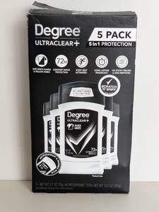 lot 58 image: NEW DEGREE ULTRACLEAR PLUS DEODORANT 5PK.