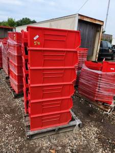 lot 54 image: Pallet of Large Red Plastic Storage Bins