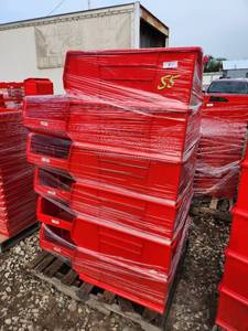 lot 55 image: Pallet of Red Industrial Plastic Storage Bins