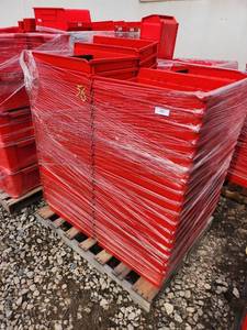lot 56 image: Pallet of Red Plastic Storage Bins