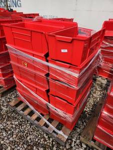 lot 59 image: Pallet of Large Red Plastic Storage Bins
