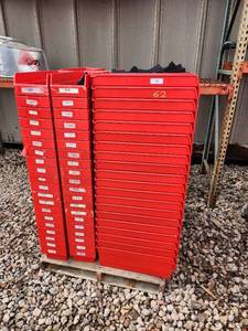 lot 62 image: Pallet of Red Plastic Storage Bins