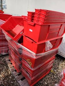 lot 68 image: Pallet of Red Industrial Storage Bins Assorted Sizes