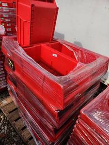lot 70 image: Pallet of Red Plastic Storage Bins